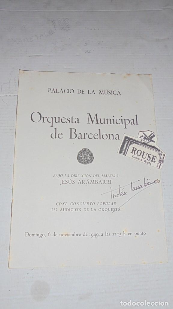 Catalogues de Musique: ANTIGUO PROGRAMA DE MUSICA - PALACIO DE LA MUSICA , ORQUESTA MUNICIPAL DE BARCELONA MAESTRO JES&Uacute;S AR