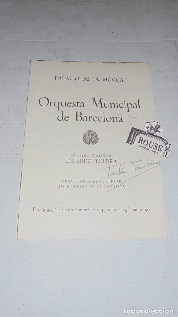 Catalogues de Musique: ANTIGUO PROGRAMA DE MUSICA - PALACIO DE LA MUSICA , ORQUESTA MUNICIPAL DE BARCELONA MAESTRO EDUARDO