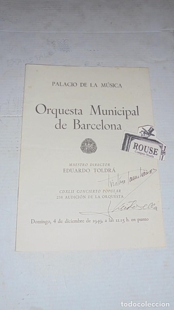 Catalogues de Musique: ANTIGUO PROGRAMA DE MUSICA - PALACIO DE LA MUSICA , ORQUESTA MUNICIPAL DE BARCELONA MAESTRO EDUARDO
