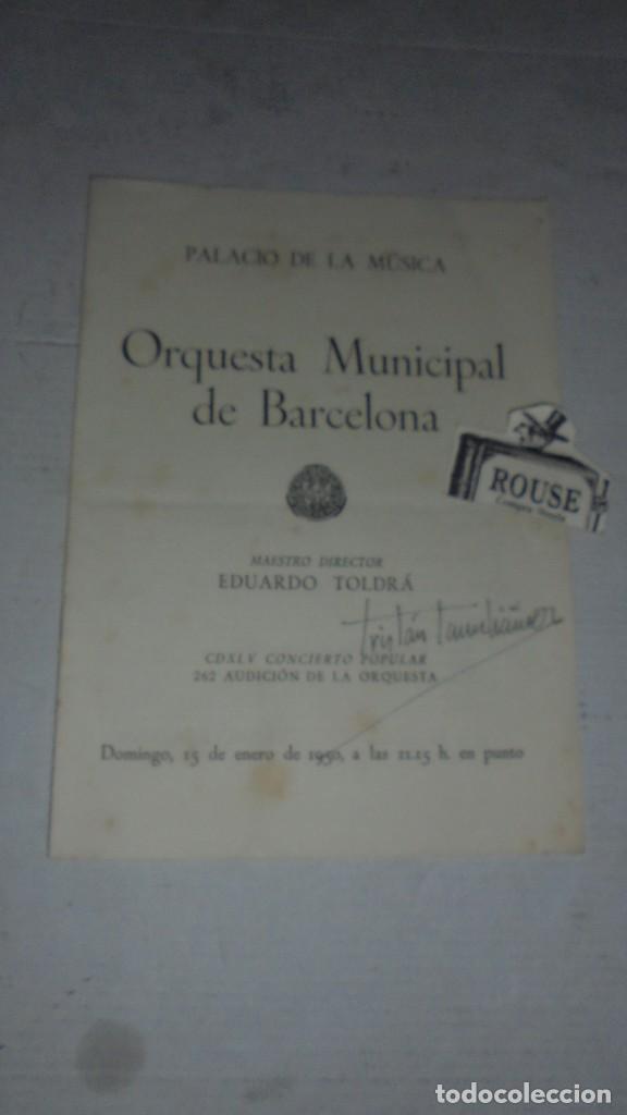 Cat&aacute;logos de M&uacute;sica: ANTIGUO PROGRAMA DE MUSICA - PALACIO DE LA MUSICA , ORQUESTA MUNICIPAL DE BARCELONA MAESTRO EDUARDO