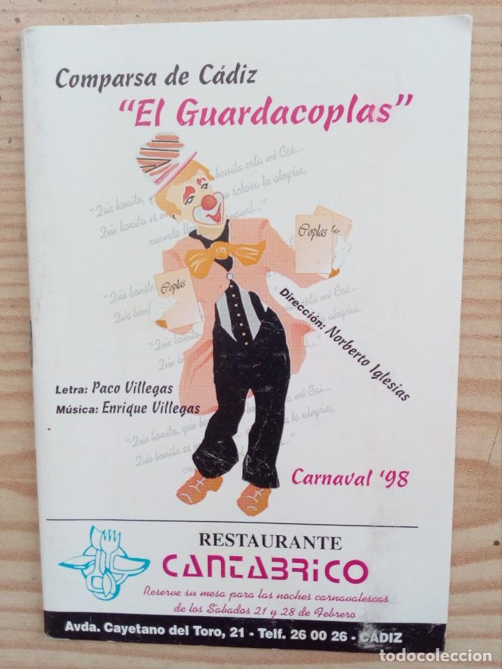 Cat&aacute;logos de m&uacute;sica: Libreto Carnaval El Guardacoplas - Comparsa 98 - Foto 1