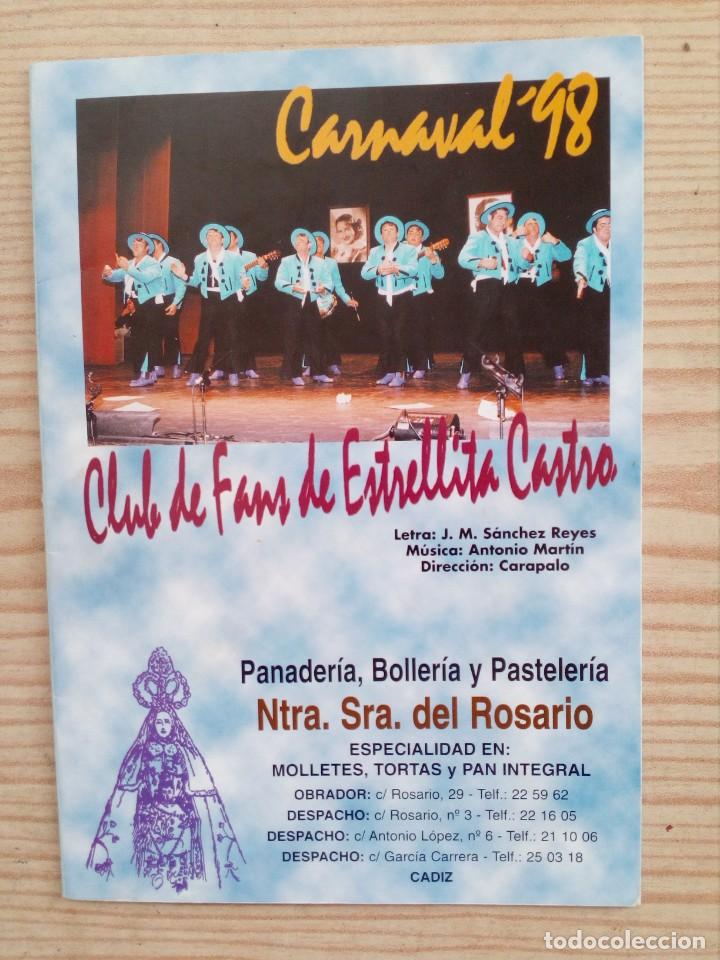 Cat&aacute;logos de M&uacute;sica: Libreto Carnaval Club De Fans De Estrellita Castro - Chirigota 98