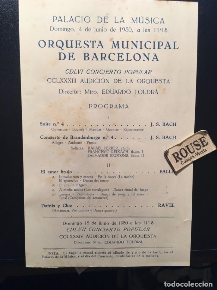 Catalogues de Musique: ANTIGUO PROGRAMA MUSICA ORQUESTA MUNICIPAL DE BARCELONA PALACIO DE LA MUSICA DE BARCELONA