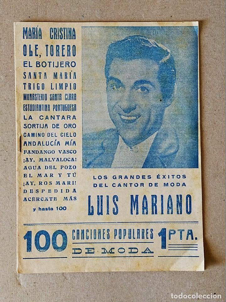 Cat&aacute;logos de M&uacute;sica: LUIS MARIANO. CANCIONERO CON SUS GRANDES EXITOS - CANCIONES POPULARES DE MODA