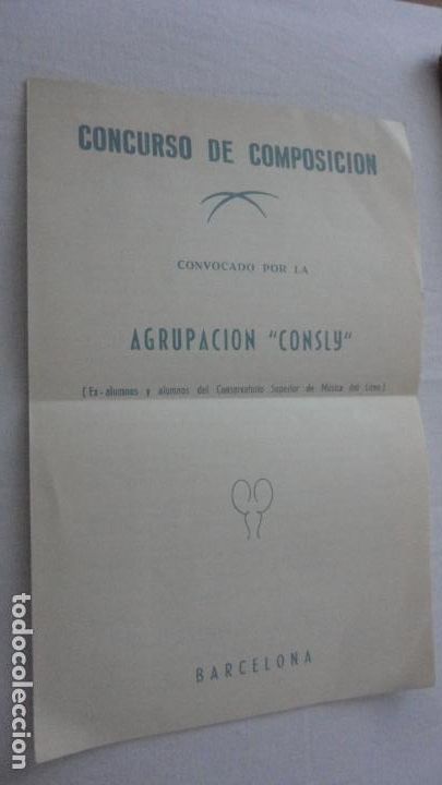 Cat&aacute;logos de M&uacute;sica: CONCURSO COMPOSICION.AGRUPACION CONSLY.ALUMNOS CONSERVATORIO LICEO BARCELONA.1963