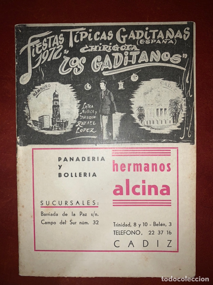 Cat&aacute;logos de M&uacute;sica: Carnaval C&aacute;diz fiestas t&iacute;picas 1972 libreto chirigota los gaditanos