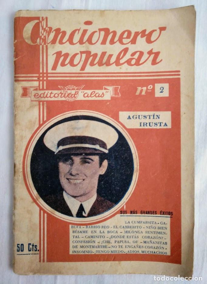 Cat&aacute;logos de M&uacute;sica: Agust&iacute;n Irusta. Cancionero popular. Editorial Alas.