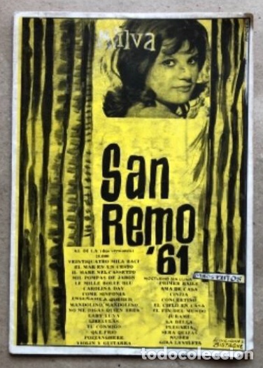 Cat&aacute;logos de M&uacute;sica: CANCIONERO DE SAN REMO &lsquo;61. EDICIONES BISTAGNE 1961.