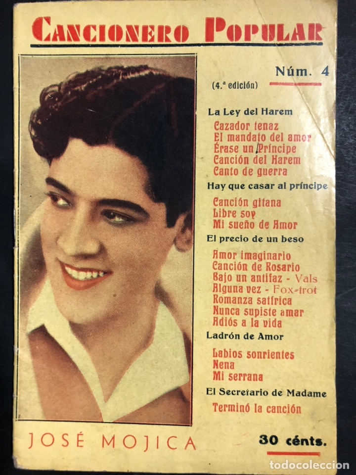 Cat&aacute;logos de M&uacute;sica: Cancionero popular 4 Jose mojica la ley del harem