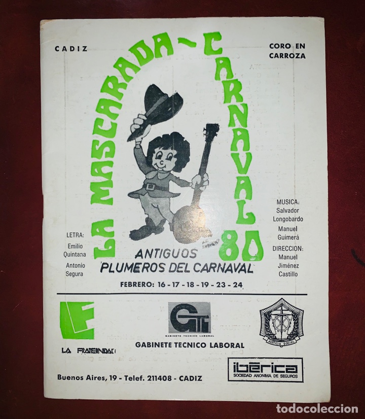 Catalogues de Musique: Carnaval de C&aacute;diz 1980 Libreto del coro La Mascarada