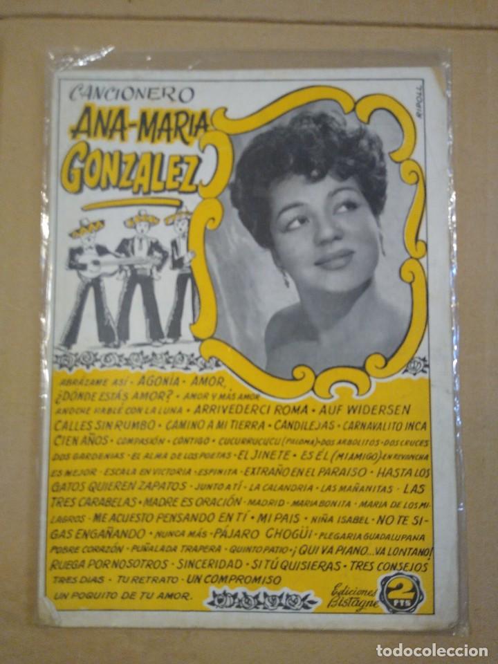 Cat&aacute;logos de M&uacute;sica: ANA MARIA GONZALEZ - CANCIONERO DELO A&Ntilde;OS 60 - ED. BISTAGNE