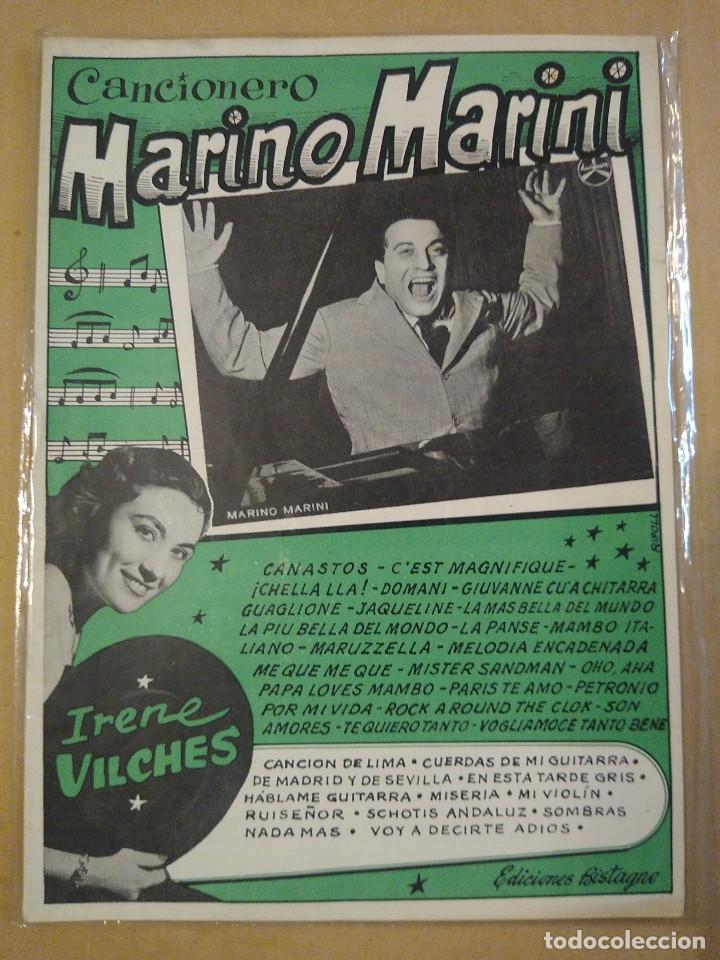 Cat&aacute;logos de M&uacute;sica: CANCIONERO. MARINO MARINI. IRENE VILCHES. Bistagne, Circa 1950.