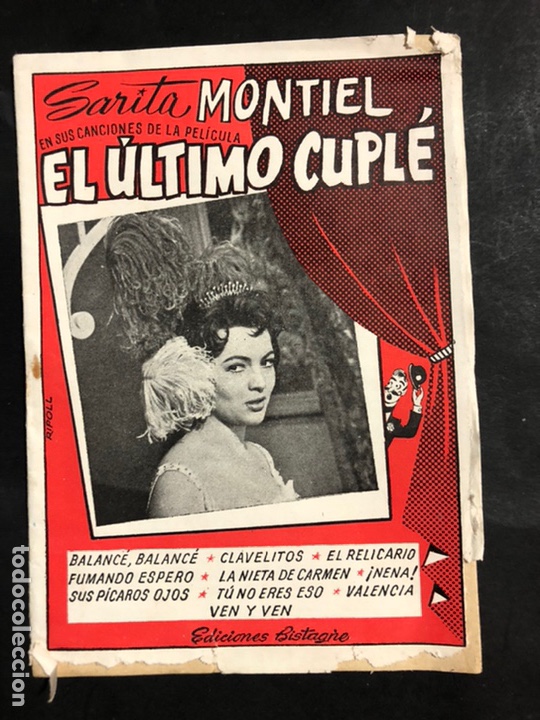 Cat&aacute;logos de M&uacute;sica: Cancionero sarita Montiel el &uacute;ltimo cuple.ediciones bistagne