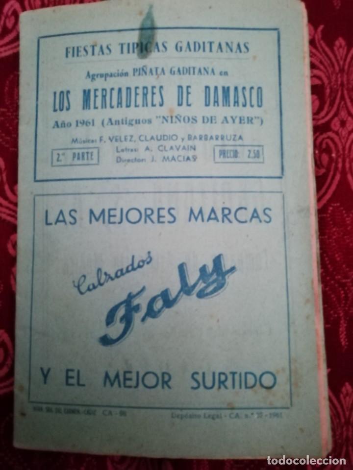 Cat&aacute;logos de M&uacute;sica: Carnaval de C&aacute;diz libreto Los mercaderes de damasco segunda parte 1961