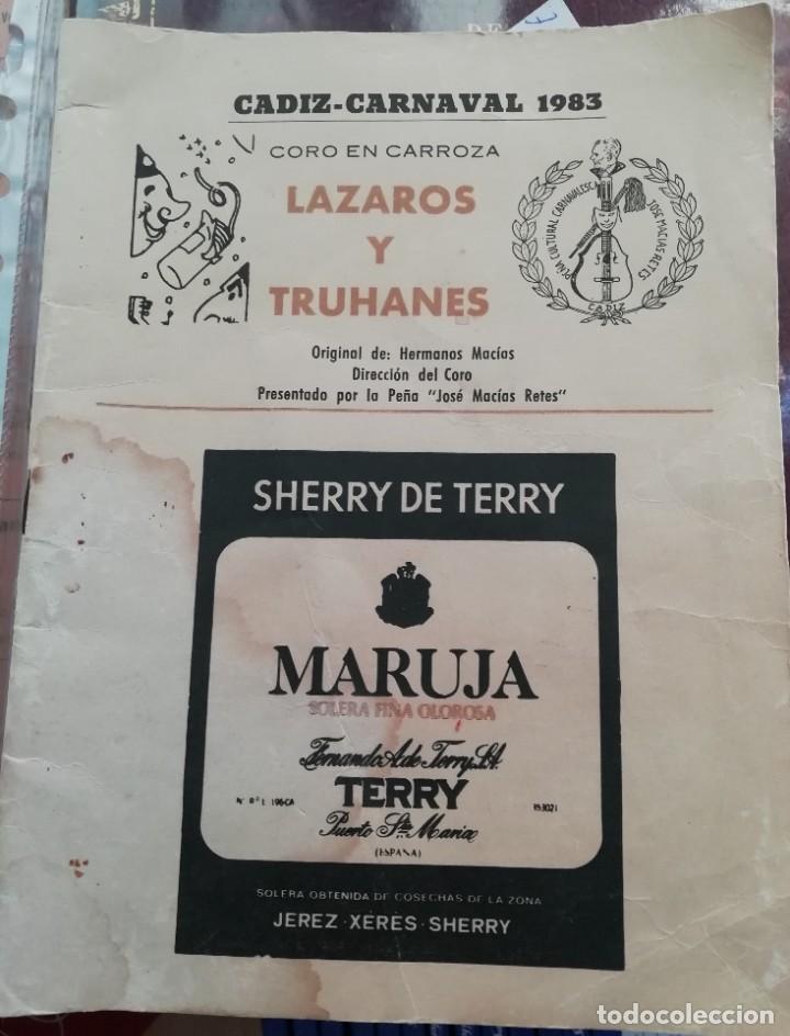 Cat&aacute;logos de M&uacute;sica: Carnaval de C&aacute;diz coro libreto lazaros y truhanes 1983