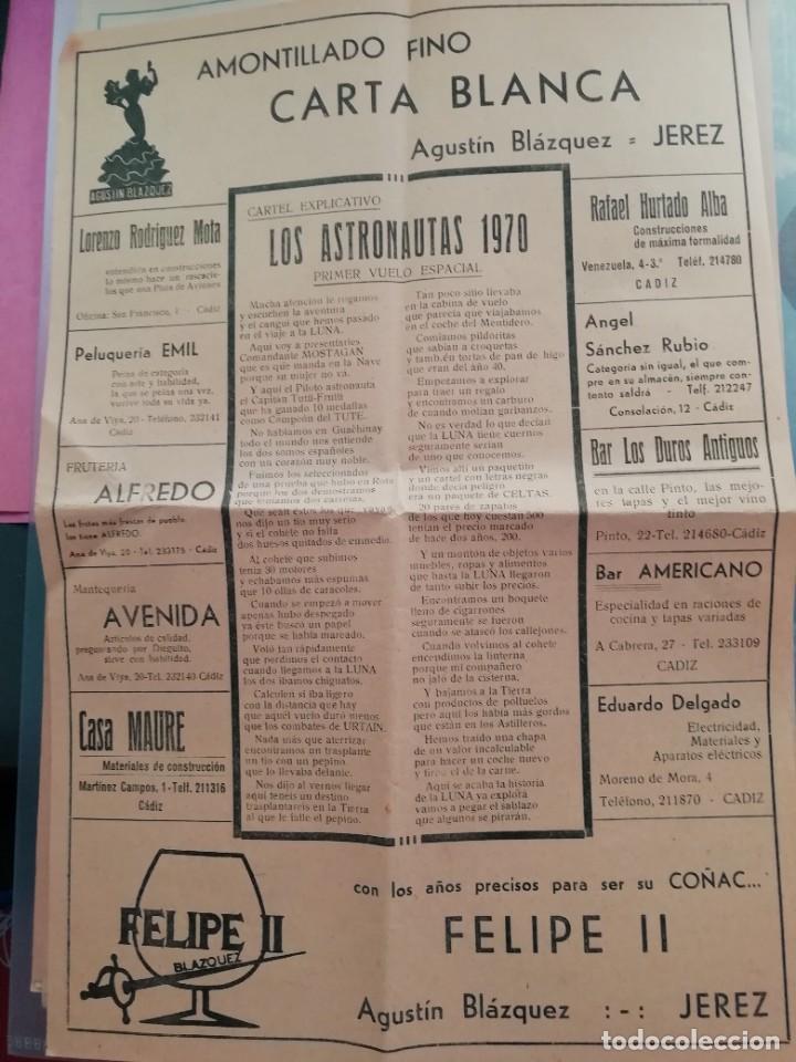 Cat&aacute;logos de M&uacute;sica: Carnaval de C&aacute;diz hoja libreto del famoso romancero perico del cartelon los astronautas de 1970