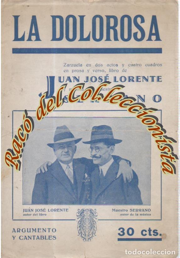 Cat&aacute;logos de M&uacute;sica: LA DOLOROSA, ZARZUELA, JUAN JOSE LORENTE, MUSICA JOSE SERRANO