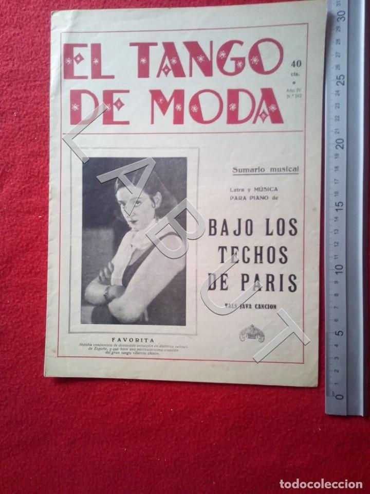Catalogues de Musique: FAVORITA BAJO LOS TECHOS DE PARIS EL TANGO DE MODA PARTITURA ANTIGUA CANCIONERO CM4
