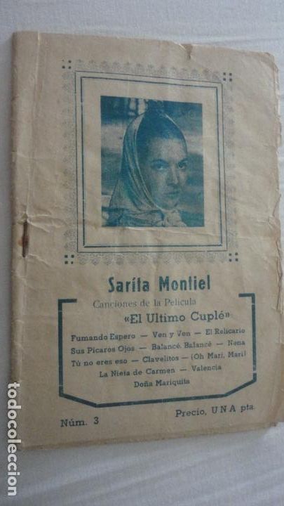 Cat&aacute;logos de M&uacute;sica: ANTIGUO CANCIONERO.SARA MONTIEL.EL ULTIMO CUPLE.PAPELERIA CALLAJI.CORDOBA A&Ntilde;OS 50
