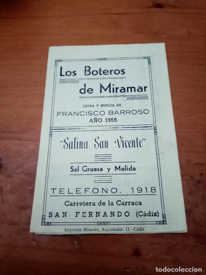 Cat&aacute;logos de m&uacute;sica: LIBRETO DE CARNAVAL. 1955. LOS BOTEROS. C16L - Foto 1