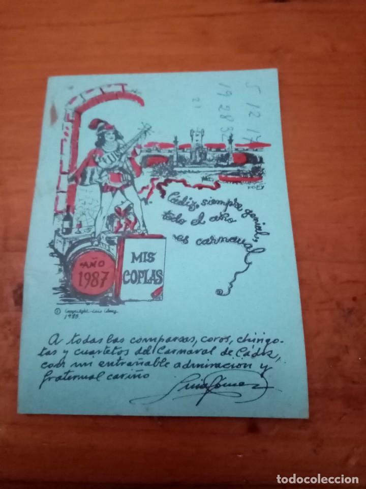 Cat&aacute;logos de m&uacute;sica: LIBRETO CARNAVAL 1987. MIS COPLAS . C16L - Foto 1