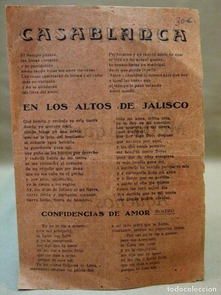 Cat&aacute;logos de M&uacute;sica: CANCIONERO, CASABLANCA, TUMBAITO, EL CHARRO MEXICANO, BOLEROS