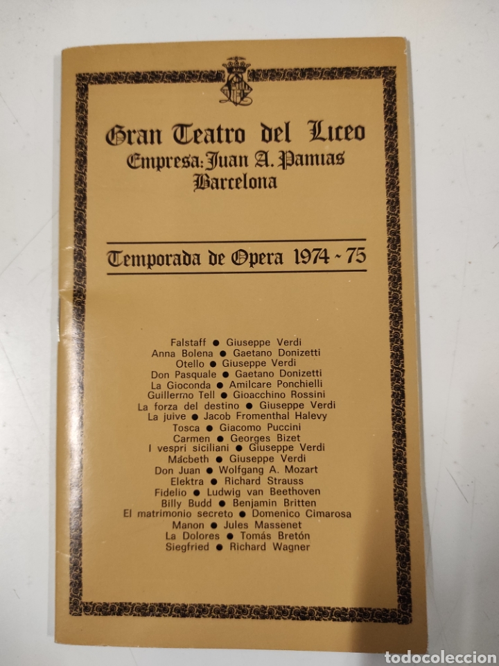 Catalogues de Musique: Programa Gran Teatro del Liceo 1074/75. Falstaff