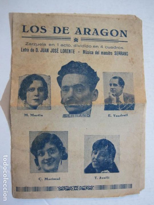 Catalogues de Musique: LOS DE ARAGON-ZARZUELA EN 1 ACTO-PUBLICACION ANTIGUA-VER FOTOS-(76.014)