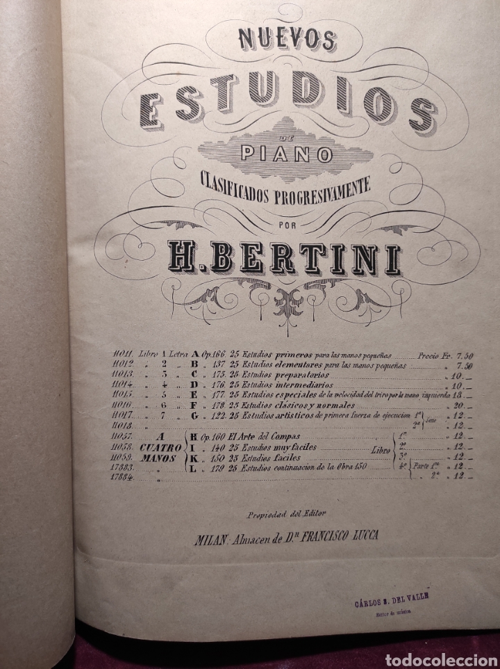 Catalogues de Musique: Estudio de piano