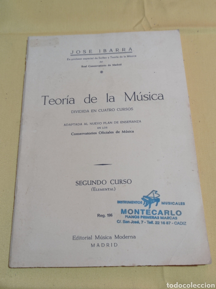 Catalogues de Musique: TEORIA DE LA M&Uacute;SICA JOSE IBARRA SEGUNDO CURSO
