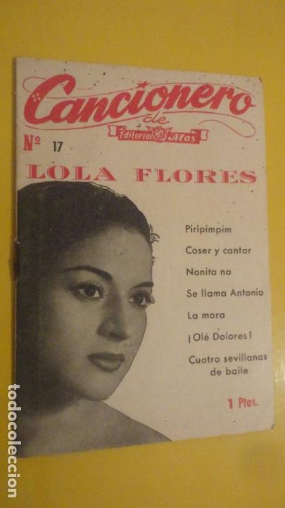 Cat&aacute;logos de M&uacute;sica: ANTIGUO CANCIONERO.LOLA FLORES.EDITORIAL ALAS N&ordm; 17