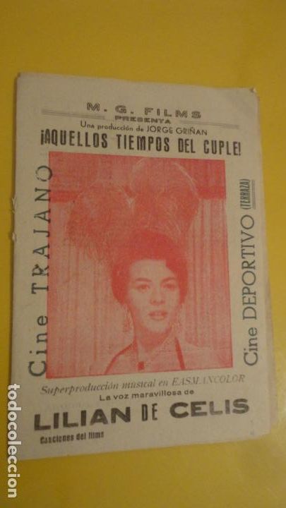 Catalogues de Musique: ANTIGUO CANCIONERO.LILIAN DE CELIS.AQUELLOS TIEMPOS DEL CUPLE.CINE DEPORTIVO TERRASA.MERIDA