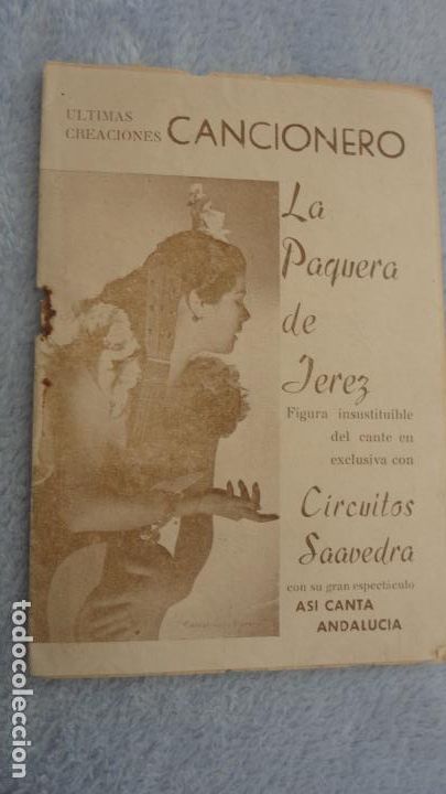 Catalogues de Musique: ANTIGUO CANCIONERO.LA PAQUERA DE JEREZ.CIRCUITOS SAAVEDRA.LAVASOL.