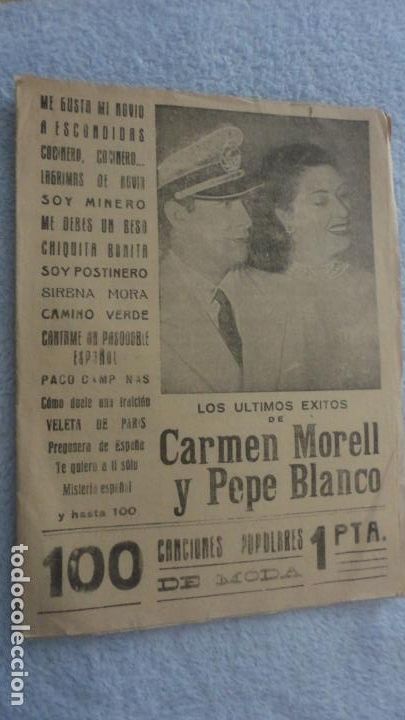 Catalogues de Musique: ANTIGUO CANCIONERO.CARMEN MORELL Y PEPE BLANCO.CANCIONES POPULARES DE MODA.