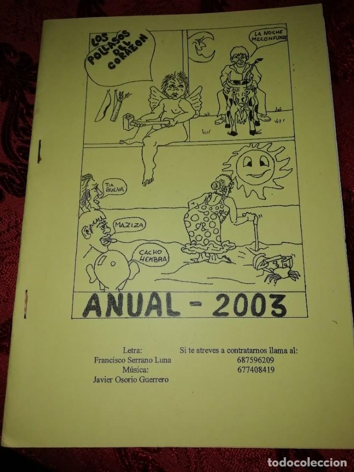 Cat&aacute;logos de M&uacute;sica: Libreto chirigota callejera los pollazos del coraz&oacute;n 2003
