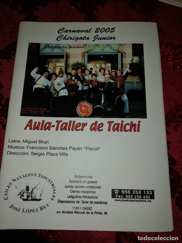 Cat&aacute;logos de M&uacute;sica: Carnaval de C&aacute;diz libreto chirigota junior aula - taller de taichi 2005 primer premio