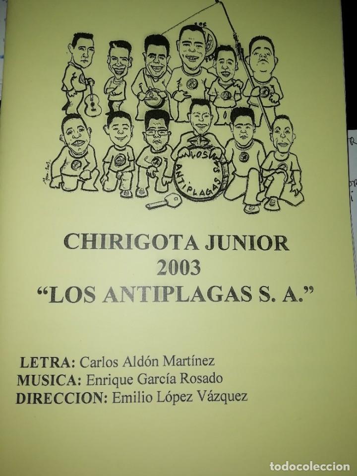 Cat&aacute;logos de M&uacute;sica: Carnaval de C&aacute;diz libreto chirigota junior los antiplagas 2003