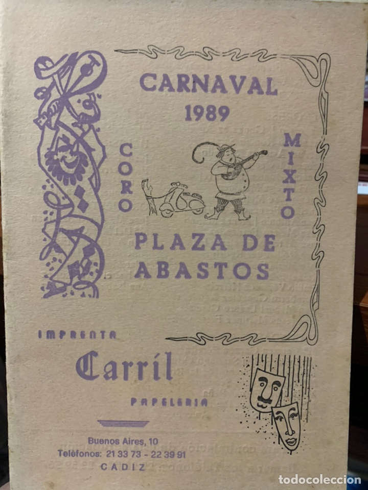 Catalogues de Musique: Carnaval C&aacute;diz 1989 libreto coro mixto. Plaza de abastos