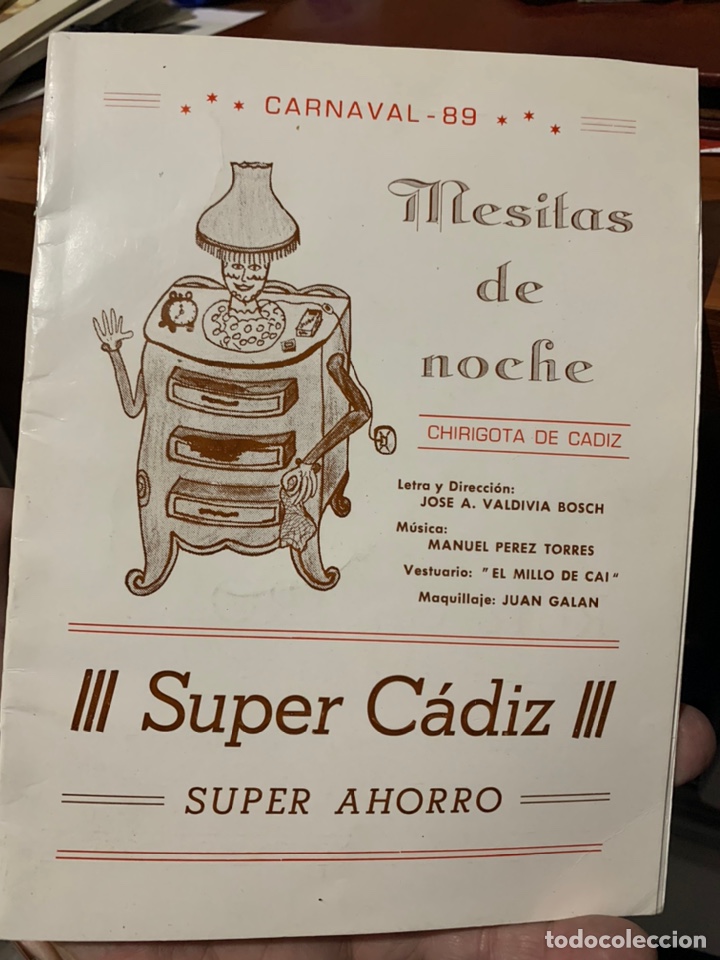 Catalogues de Musique: Carnaval C&aacute;diz 1989 Libreto y Chirigota Mesitas de noche