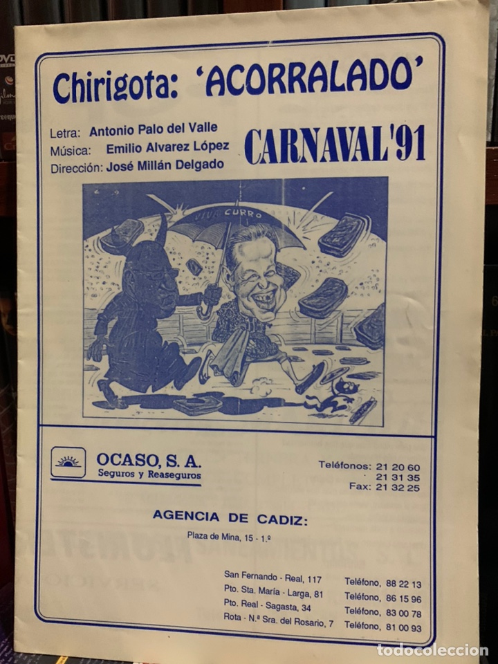 Catalogues de Musique: Carnaval C&aacute;diz 1991 libreto de la chirigota ACORRALADO