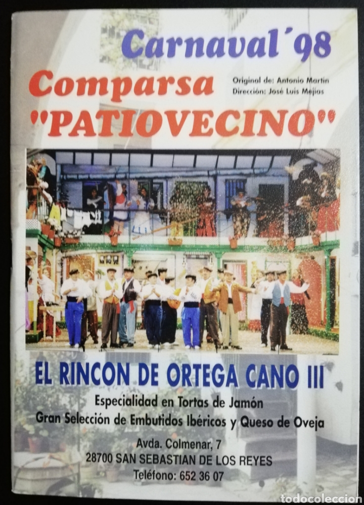 Cat&aacute;logos de M&uacute;sica: Patiovecino - Libreto Comparsa Carnaval C&aacute;diz 1998