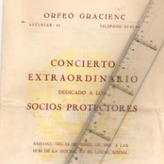 Catálogos de Música: 1957 ORFEÓ GRACIENC POEMA ”TERESA” DE JACINT VERDAGUER Y VARIOS PROGRAMA DE CONCIERTO EXTRAORDINARIO. Lote 246181060