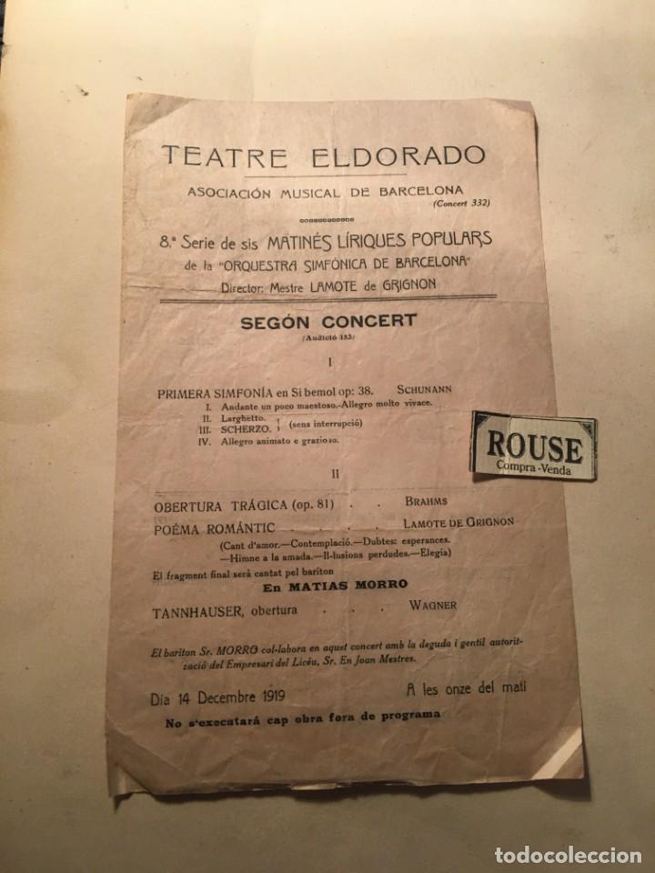 Catalogues de Musique: PROGRAMA DE MUSICA - TEATRO ELDORADO - ASOCIACI&Oacute;N MUSICAL DE BARCELONA 14 DECEMBRE