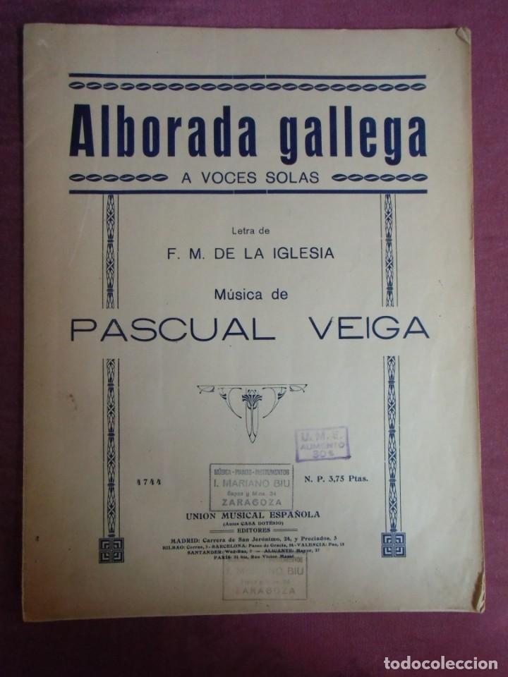Catalogues de Musique: ALBORADA GALLEGA - A VOCES SOLAS/MUSICA DE PASCUAL VEIGA/U.M.E. MADRID ,A&Ntilde;OS 20.