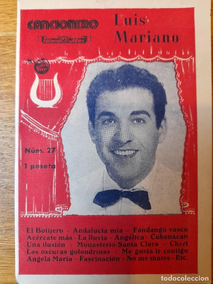 Cat&aacute;logos de M&uacute;sica: Cancionero Luis Mariano Editorial Alas n&ordm; 27 a&ntilde;os 50 - 60