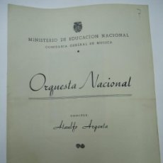 Catálogos de Música: PROGRAMA. ORQUESTA NACIONAL DIRECTOR ATAULFO ARGENTA MÚSICA TEMPORADA 1949 MADRID. CON FOTOGRAFIAS. Lote 251375830
