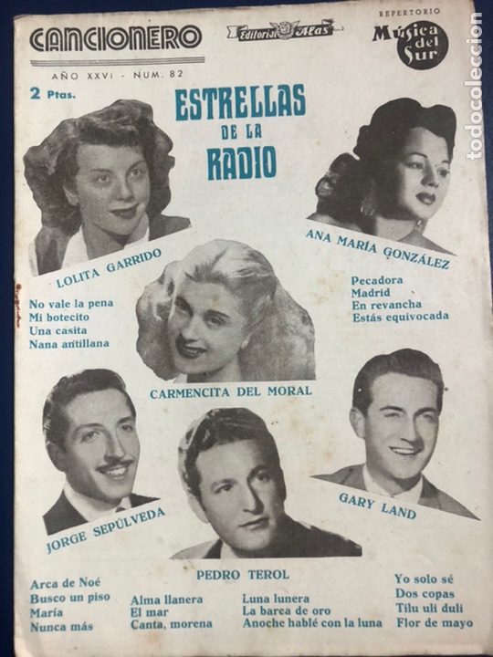 Catalogues de Musique: Cancionero estrellas de la radio lolita garrido Jorge sepulveda Pedro terol carmencita Del Moral