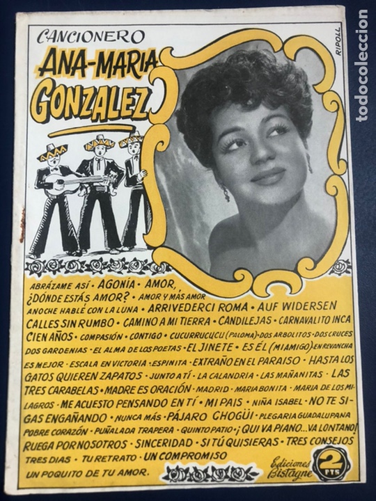 Cat&aacute;logos de M&uacute;sica: Cancionero Ana Mar&iacute;a Gonz&aacute;lez ediciones bistagne