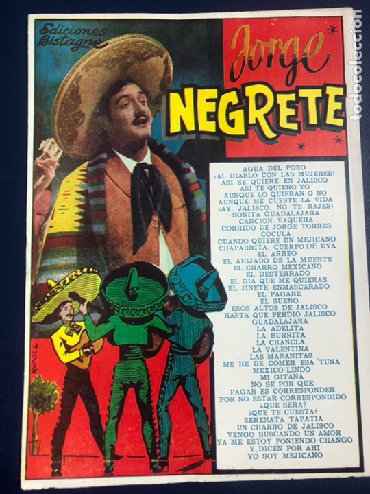 Cat&aacute;logos de M&uacute;sica: Cancionero ediciones bistagne Jorge negrete