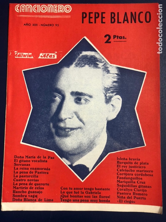 Cat&aacute;logos de M&uacute;sica: Cancionero editorial alas Pepe blanco